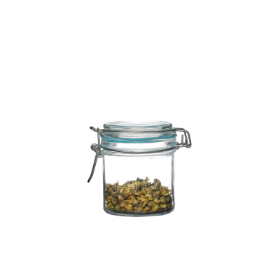 custom cylinder jam sauce storage glass jar for canisters caviar sugar with airtight flip top 
