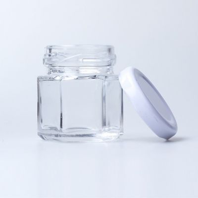 decorative airtight hexagonal glass stash jar 