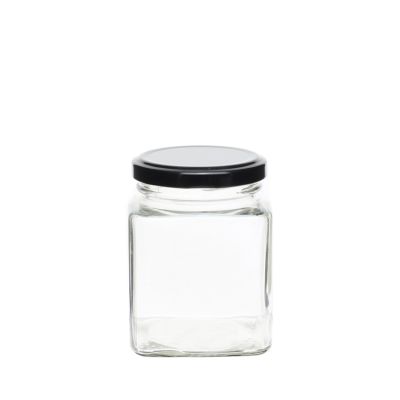 280ml manufacturer supply square glass honey jar food storage jar with mental lid 