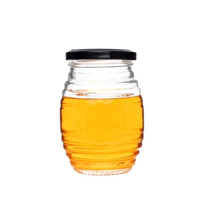350ml various volume pure clear wave shape glass honey jar 