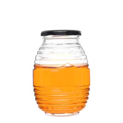 750ml high quality hexagonal honey glass jam jar with metal lid 