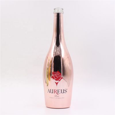 750ml electroplate pink color wine burgundy glass bottle
