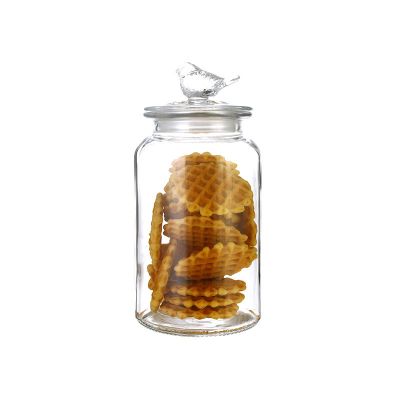1300ml 45 oz round cheap price clear food glass jar with decorative sealed cap