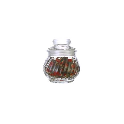 180 ml 6 oz wide mouth embossed round clear glass storage jar 