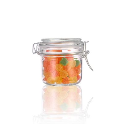 6 oz ounce 200ml wide mouth clear storage airtight glass jars with clip