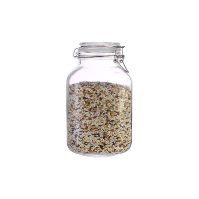 Clip top large volume airtight food storage square glass can jar price 