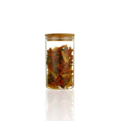 450ml 700ml 950ml luxury high quality borosilicate glass jar with bamboo lid cap 
