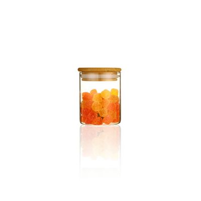 Cylinder shape 175ml 250ml 300ml 380ml 500ml high borosilicate glass jar with bamboo lid 
