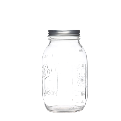 Hot sale kitchen storage transparent airtight empty 32oz glass mason jar ball with screw lid 