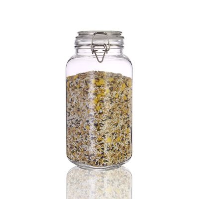 Various capacity square glass jar food storage bottles with flip lid 