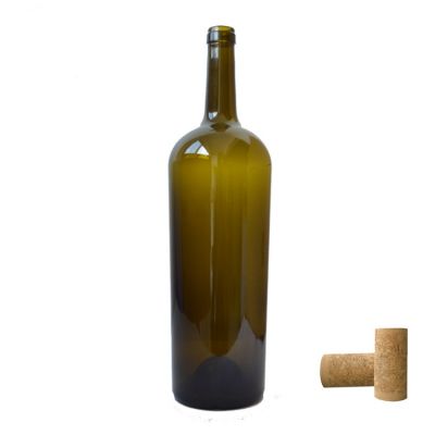 large size 1500ml cork finish bordeaux glass wine bottle wholesale 