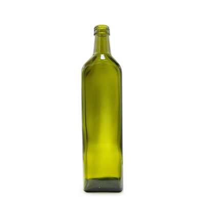 Food grade household empty antique green quadra 1 liter cooking oil glass bottle screw top 