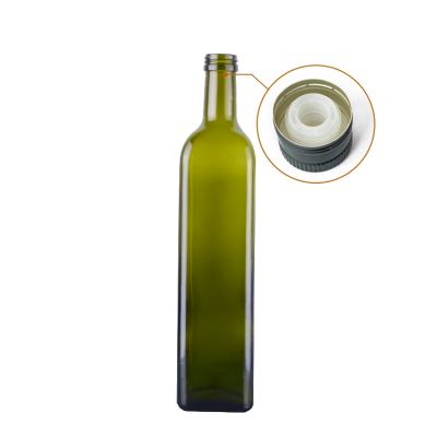 Rectangle green color huile d'olive bouteille en verre 750ml screw top 