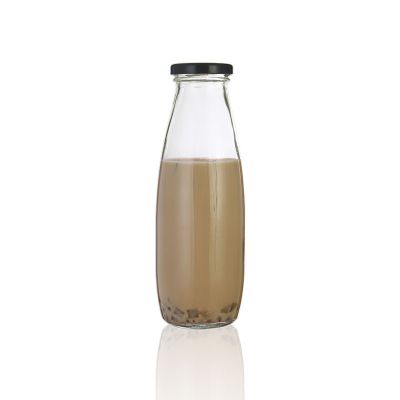 Custom made logo 500ml yoghourt milk glass bottle with screw lid 