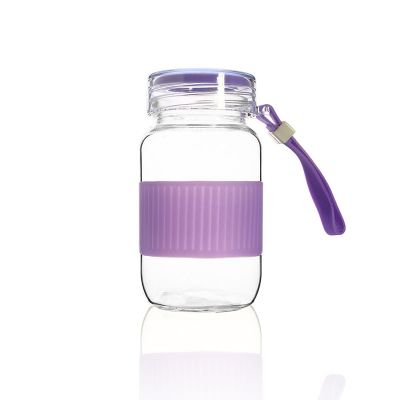 Fancy water drinking glass bottle with sleeve 