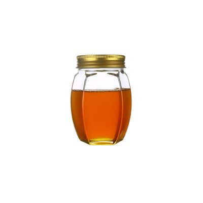 380 ml 13 oz 350ml metal screw cap oval hexagonal fancy jam honey bee glass bottle jar 