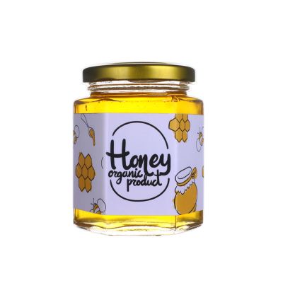 Screw top 200ml 180ml 6oz empty decorative hexagonal glass honey jars 