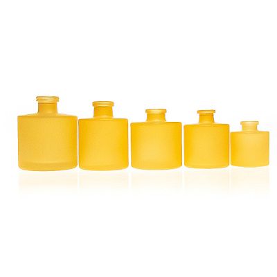 Frosted Matte Yellow Cylinder Round Shaped 100ml 150ml 200ml Aromatherapy 50ml Diffuser Glass Bottle 