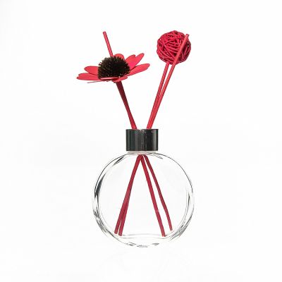 Customer logo Design 150ml Flat Round Perfume Bottles Empty Fragrance Reed Diffuser Glass Bottles 