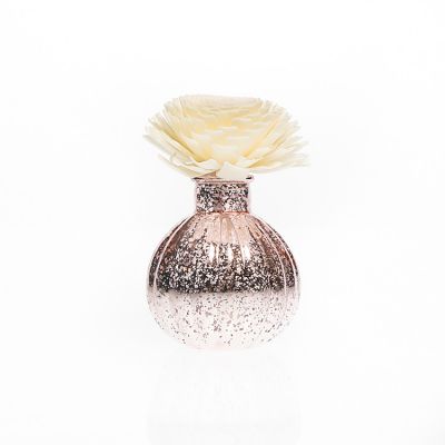 Customized Design Ball Shaped Rose Gold 130ml Aroma Oil Diffuser Glass Bottle with Stick 