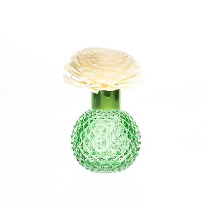 Home Decor Ball Shaped Green Aroma Bottle 200ml Flower Diffuser Bottle Glass with lids 