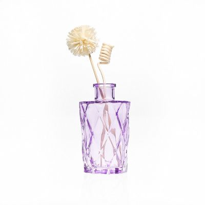 Manufacturer Purple Color Crystal 200ml Aroma Reed Diffuser Glass Bottle with Wick 