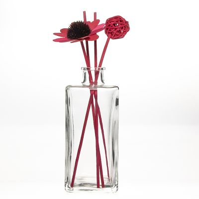 200 ml Bayonet Neck Square Rectangle Shaped Clear Fragrance Reed Diffuser Glass Bottle with Cork