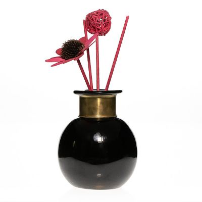 Tabletop Decorative Vase 200 ml Round Bla Reed Diffuser Glass Bottle Fragrance Freshener Bottles for Sale 
