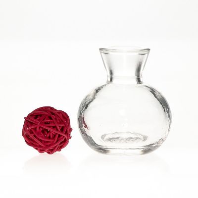 fragrance sample bottle 50 ml Round Clear Reed Diffuser Glass Bottle with Rattan Sticks 