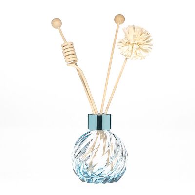 120ml 4oz Ball Shaped Clear Blue Empty Reed Diffuser Glass Bottle with Rattan Stick 