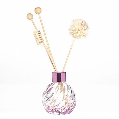 Customized 120ml 4oz Pineapple Ball Shaped Clear Pink Reed Diffuser Glass Bottle with Rattan Flower Stick 
