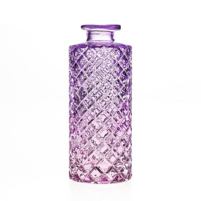 Glasses Manufacturer 150m Engraving Air Fragrance Bottles Round Purple Coloured Glass Bottle with Stopper 