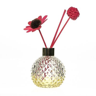 OEM 120ml 4oz Ball Shaped Crystal Empty Glass Aroma Essential OIl Bottle with Diffuser Paper Flower 