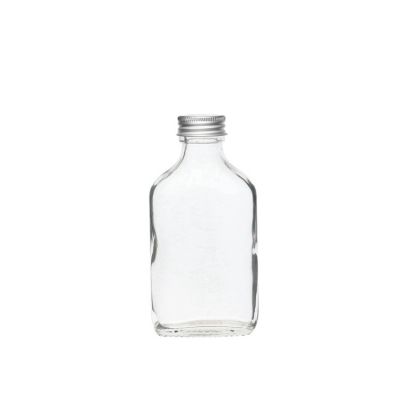Clear Liquid Flat Round 100ml Drinking Water Glass Flask Bottle 
