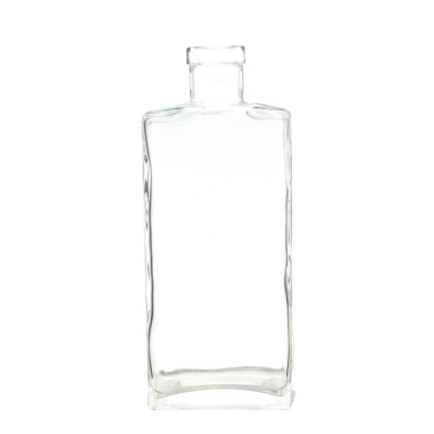 Factory wholesale OEM clear empty square flat glass wine liquor spirits bottle with cork 