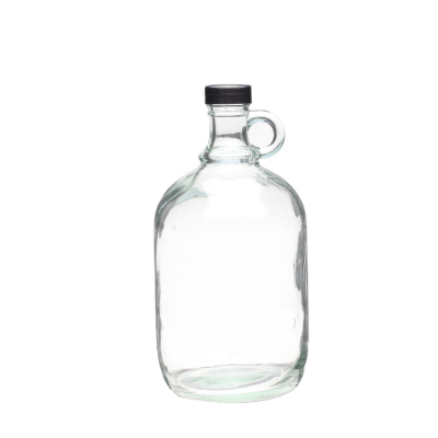 Wholesale big size clear 2000ml growler liquor wine beer glass bottles with plastic lid 