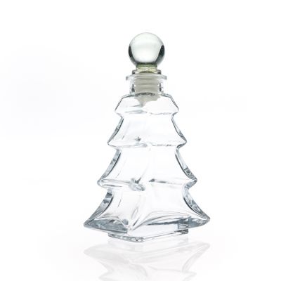 200ml Fancy Home Decorative Christmas Tree Shaped Glass Diffuser Bottle with Glass Ball Cork 
