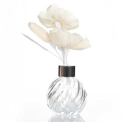 Crystal 110ml Empty Round Ball Shape Glass Essential Oil Reed Diffuser Bottle with Screw lid 