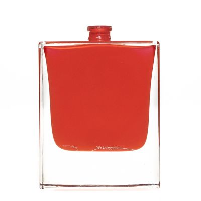 Custom Logo Design Rectangle Shaped Perfume Bottles 100ml Square Empty Red Glass Perfume Bottles 