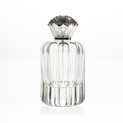 Fancy Embossed Crystal 100ml Egypt Glass Perfume Bottles Empty Cosmetic Bottles with Crown Spray 