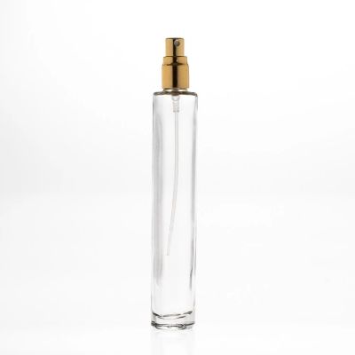 Cosmetic Packaging 30ml 1oz Round Refillable Screw Neck Tube Glass Perfume Bottle with Pump Spray Atomizer 