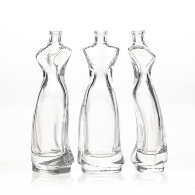 elegant woman shape perfume glass bottle with crimp cap 