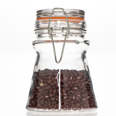 260ml Round Airtight Tea Coffee Been Storage Container 8.79 oz Empty Spice Food Glass Jar with Clip Lids 