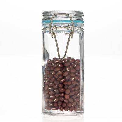 Food Storage Container 90 ml Cylinder Wide Mouth Tea Honey Jam Glass Jar with Airtight Clip lids 