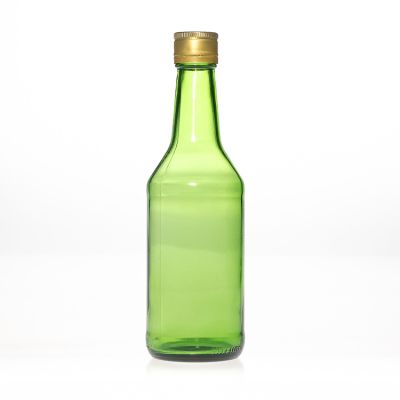 12oz Green glass soju glass bottle with aluminum cap /360ml glass wine bottle