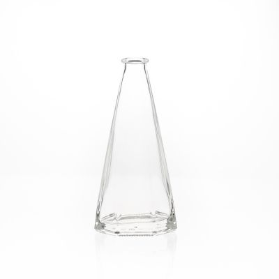 Luxury Design 300ml 10oz Hexagonal Clear Empty Liquor Packaging Glass Spirit Wine Bottle with Stopper
