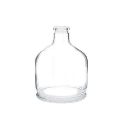 New hot enquiry 500ml stubby shape round clear cork cap short wine glass bottles for liquor
