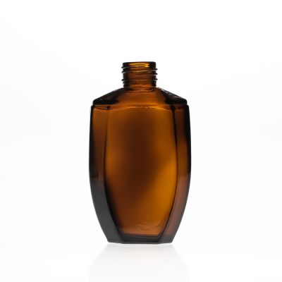 Manufacturer Wholesale 100ml Flat Small Spirit Bottles 3oz Empty Amber Brown Glass Bottle for Liquor