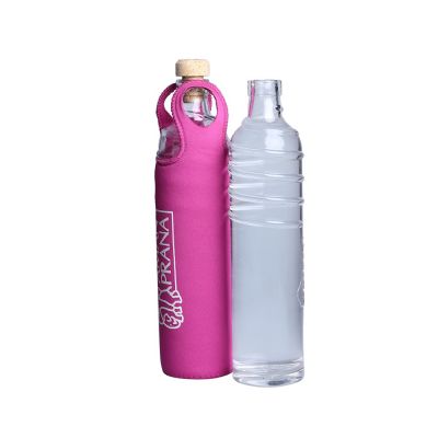 high quality 500ml custom glass sport water bottle with silicone sleeve