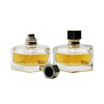 50 ml hexagonal refillable empty packaging spray pump glass bottle for perfume